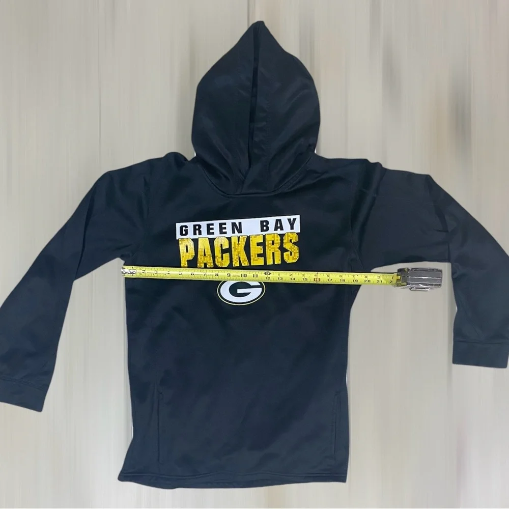 Green Bay Packers Black Youth  XL Pull Over Hoodie With Pockets - OuterStuff LLC